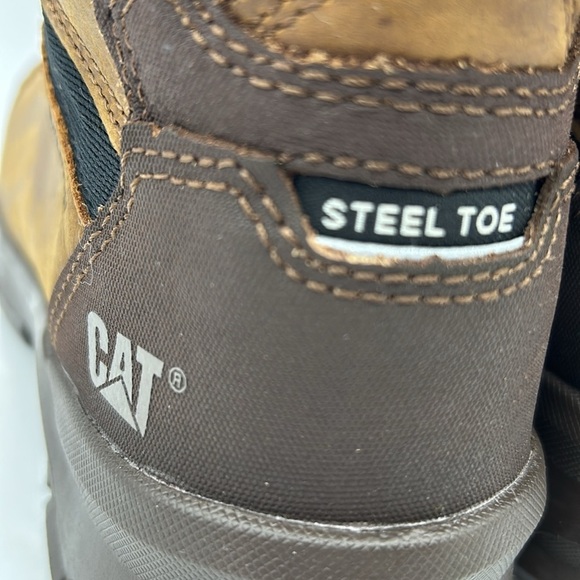 1060- CAT Caterpillar Steel Toe Waterproof Work Boots Men’s Size 9 Brown NWT - Picture 8 of 9